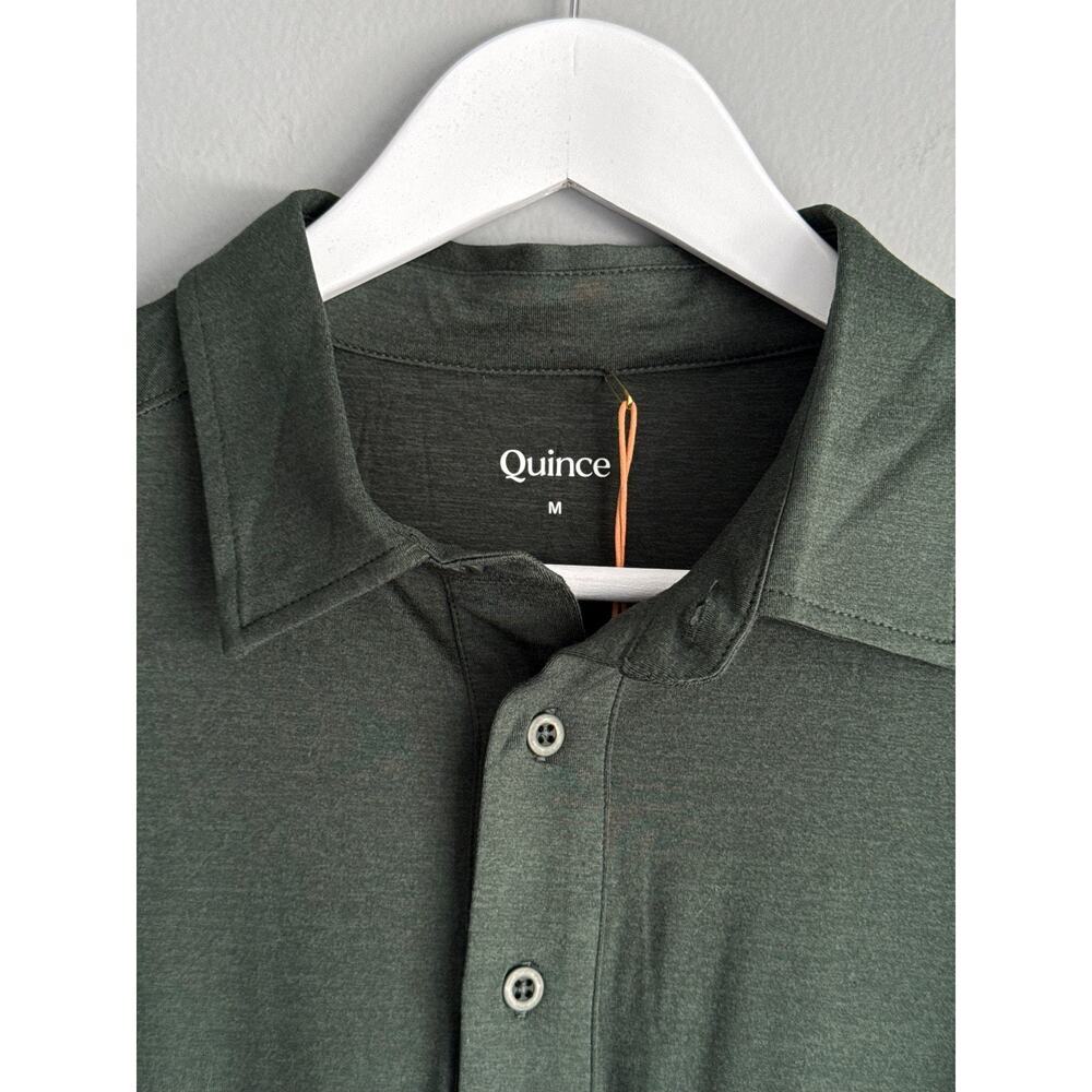 NWT Quince Men Long Sleeve Polo Shirt Size M Olive Green Recycled Preppy Golf - Picture 2 of 9